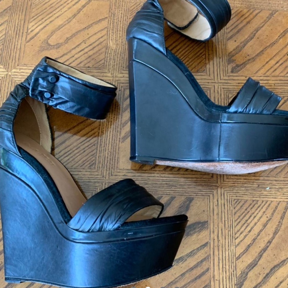 L.A.M.B. Lady Gaga Meat Dress Platform Shoes Black 90’s Burlesque Pin Up